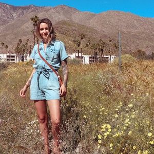 CURRENT/ELLIOTT Denim Shorts Romper (1)